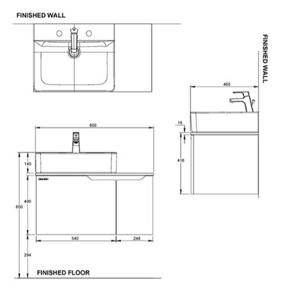 เคาน์เตอร์แขวนผนัง AMERICAN STANDARD CLBF800-CBAF สีน้ำตาล