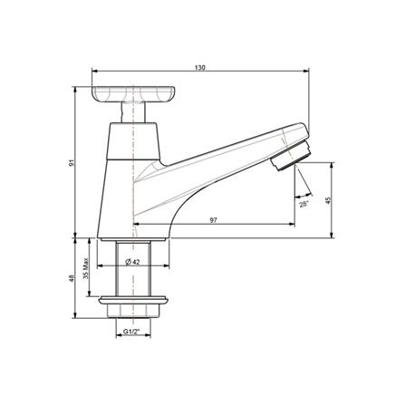 ก๊อกอ่างล้างหน้าเดี่ยว AMERICAN STANDARD FFAST701-1T1500 สีโครม_2