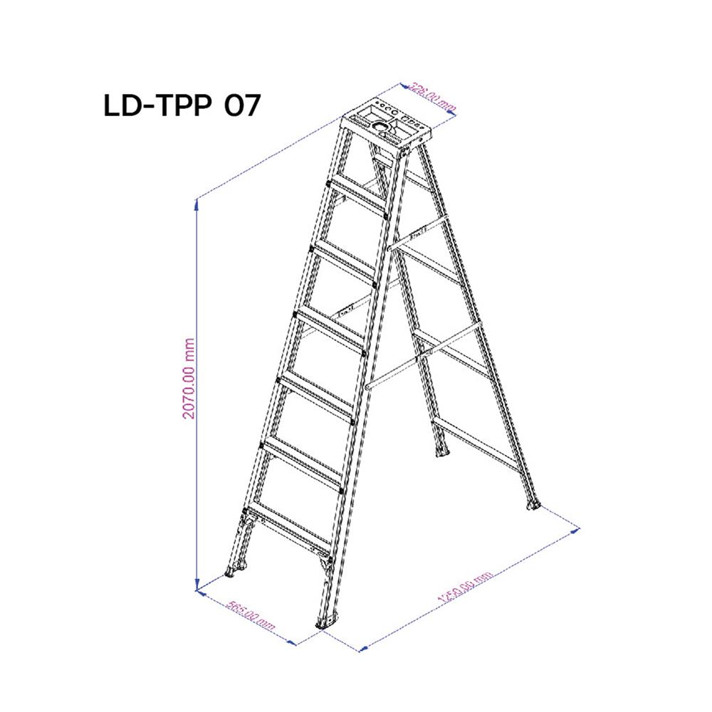 บันไดทรง A เคลือบสีแบบมีถาด SANKI 7 ขั้น