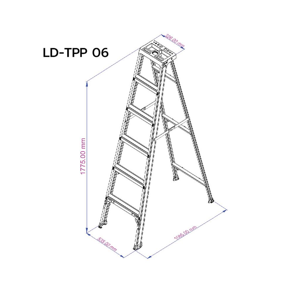 บันไดเคลือบสีแบบมีถาด SANKI 6 ขั้น