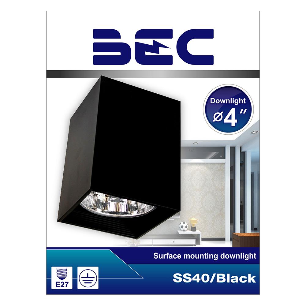 ดาวน์ไลท์ BEC SS40/BLACK โลหะ 4" เหลี่ยม สีดำ