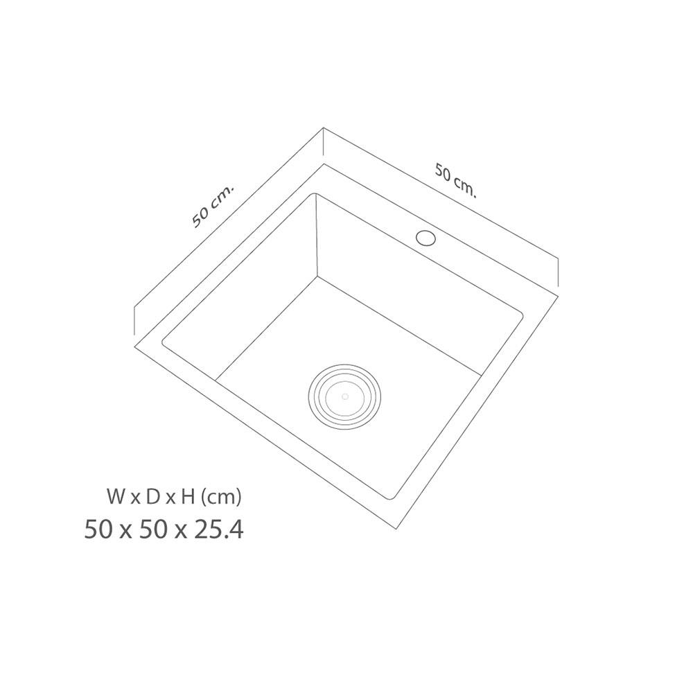 ซิงค์ฝังสแควร์ 1หลุม LUCKY FLAME EUS-0551 สเตนเลส