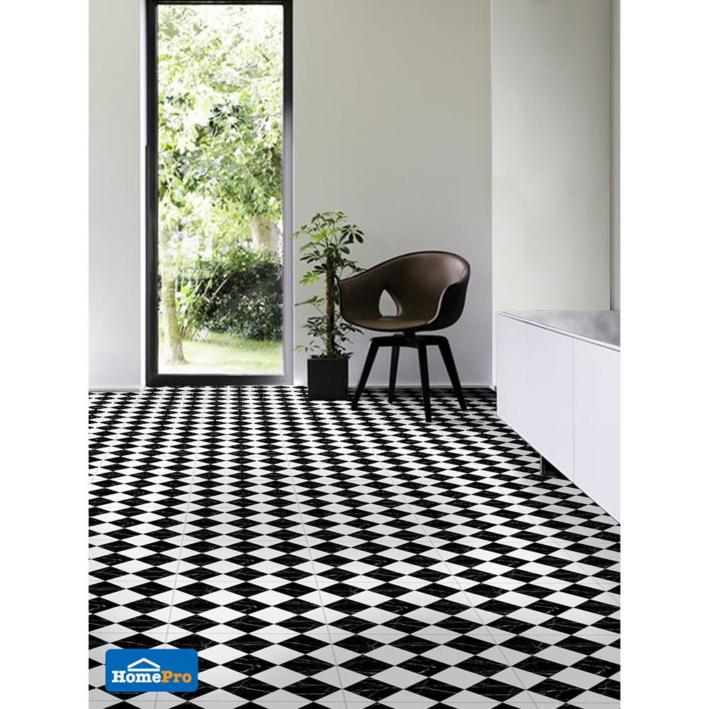 กระเบื้องพื้น 16x16 นิ้ว TARA เวโรน่า แบล็ค ไวท์ 0.96 ตร.ม.