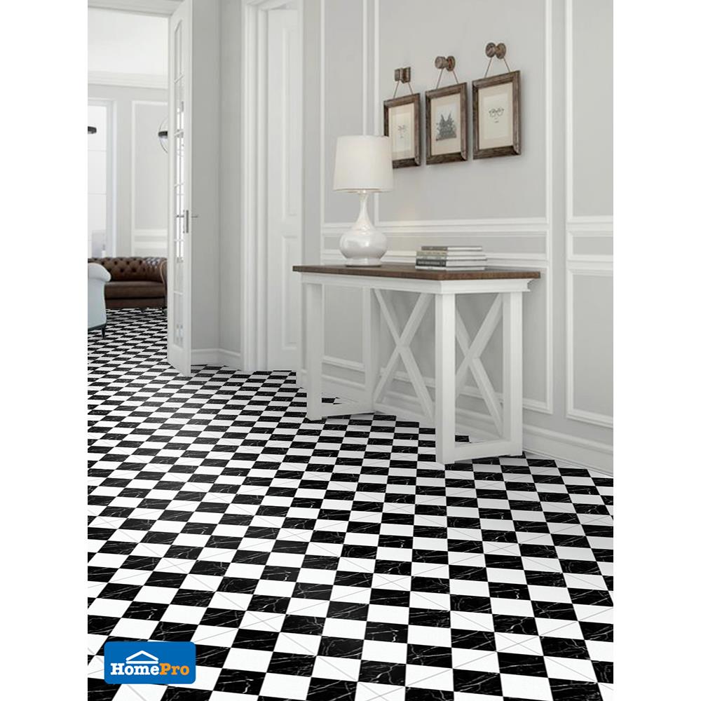 กระเบื้องพื้น 16x16 นิ้ว TARA เวโรน่า แบล็ค ไวท์ 0.96 ตร.ม.