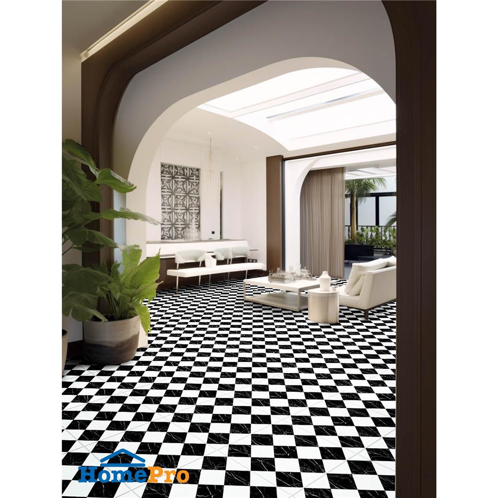 กระเบื้องพื้น 16x16 นิ้ว TARA เวโรน่า แบล็ค ไวท์ 0.96 ตร.ม.