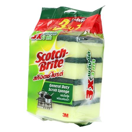 ฟองน้ำพร้อมใยขัด SCOTH-BRITE GENGRAL DUTY 3x4นิ้ว 3แถม1_1