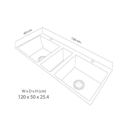 ซิงค์ฝังสแควร์ 2.5หลุม LUCKY FLAME EUS-1253 สเตนเลส_3