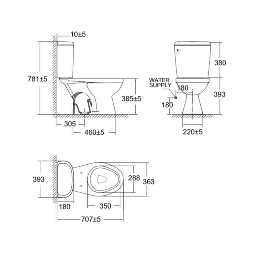 สุขภัณฑ์ 2 ชิ้น AMERICAN STANDARD TF-2697SCW-WT-0 4.5L สีขาว