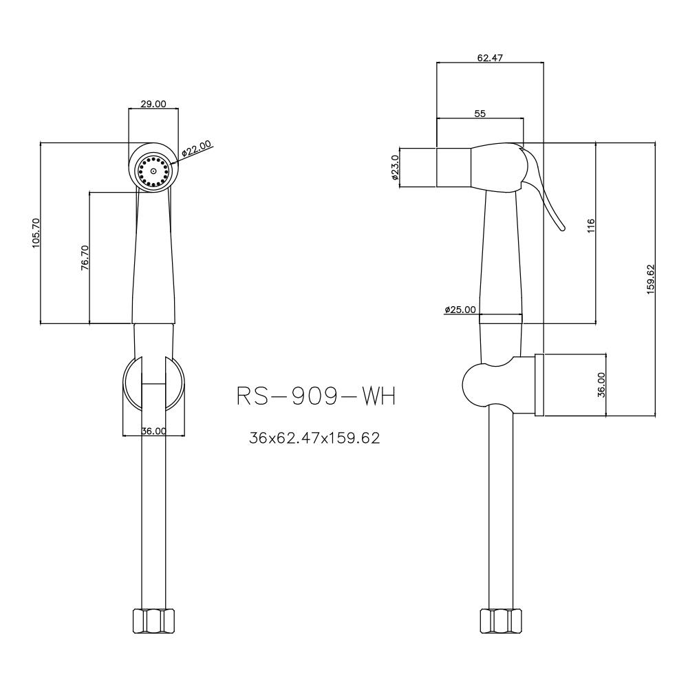 สายฉีดชำระครบชุด PRIME RS-909-WH-00 สีขาว