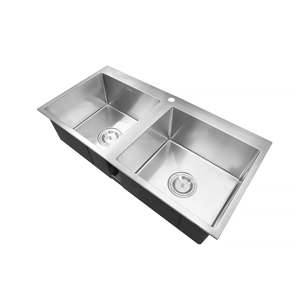 ซิงค์ฝังสแควร์ 2หลุม LUCKY FLAME EUS-1052 สเตนเลส