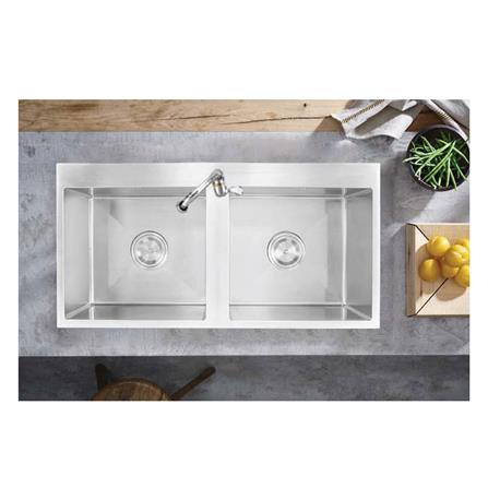 ซิงค์ฝังสแควร์ 2หลุม LUCKY FLAME EUS-1052 สเตนเลส_2