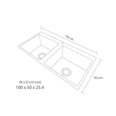 ซิงค์ฝังสแควร์ 2หลุม LUCKY FLAME EUS-1052 สเตนเลส_3