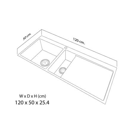 ซิงค์ฝังสแควร์ 1.5หลุม 1ที่พัก LUCKY FLAME EUS-1252 สแตนเลส_3