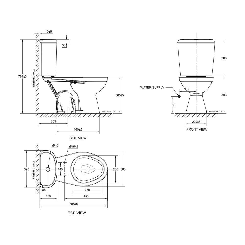 สุขภัณฑ์ 2 ชิ้น AMERICAN STANDARD TF-2698SCW-WT-0 4.5L สีขาว