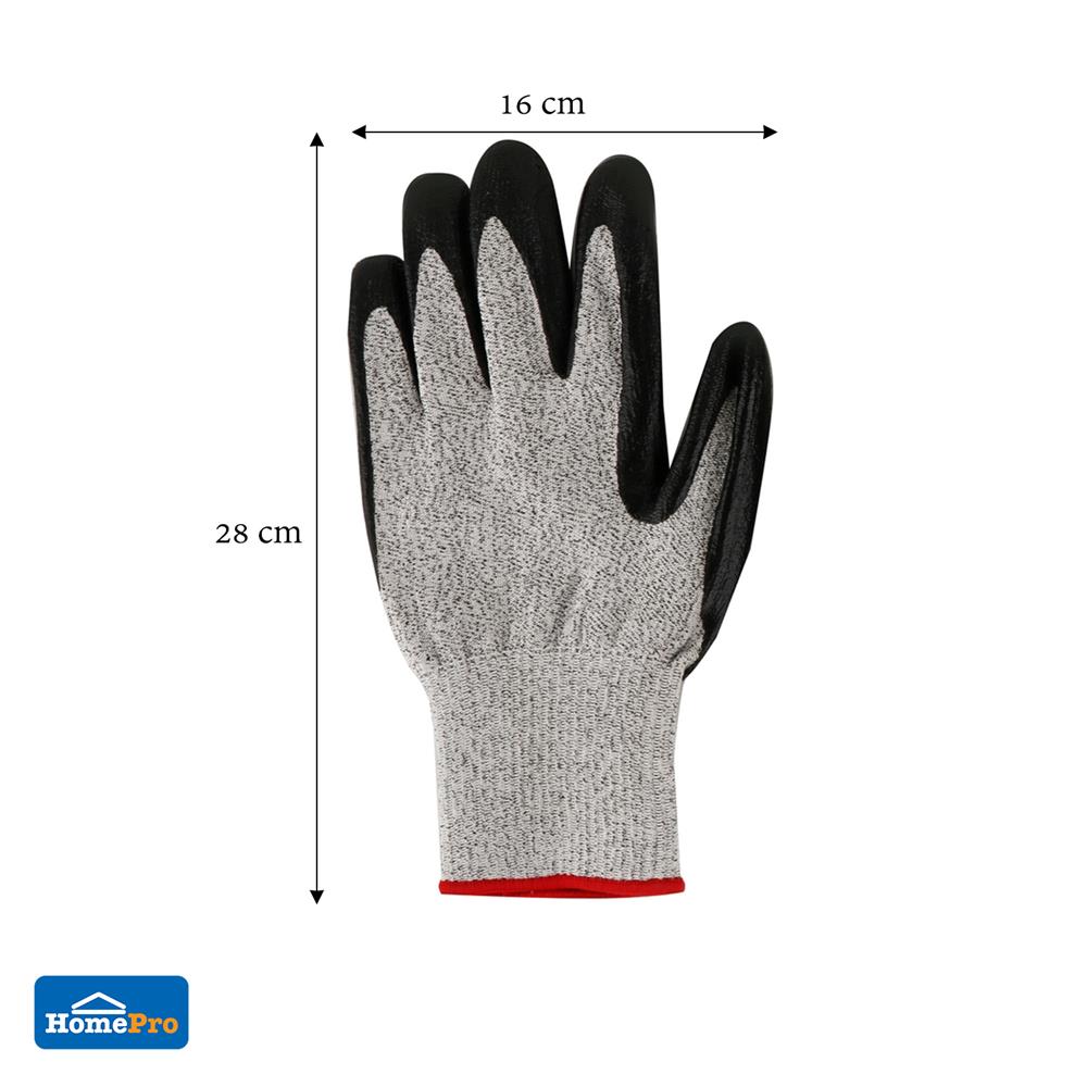 ถุงมือกันบาดเคลือบไนไตร FITT 7 นิ้ว สีดำ