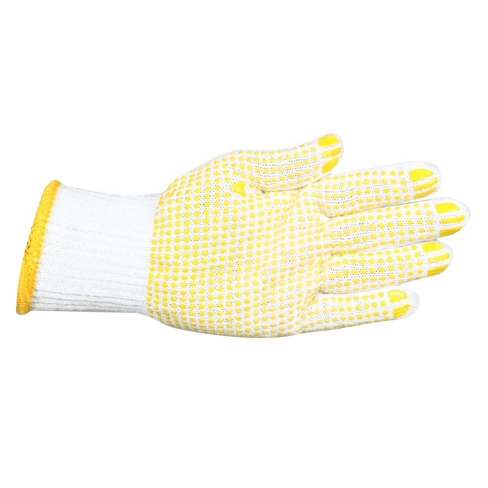 ถุงมือทอเสริมจุดPVC FITT 7 นิ้ว สีขาว