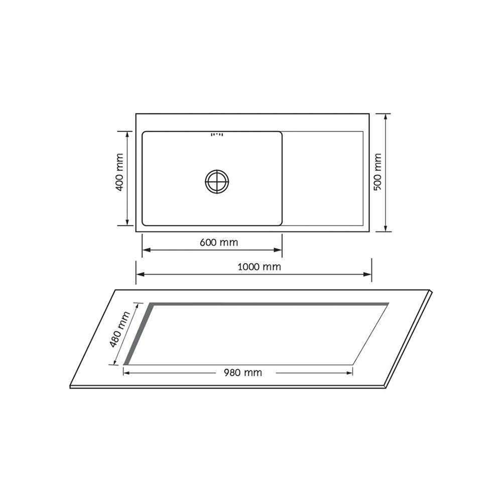 ซิงค์ฝังสแควร์ 1หลุม 1ที่พัก AXIA TRITON 10050 สเตนเลส