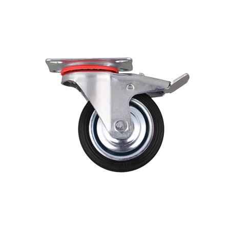 ลูกล้อยาง FITT 038075 แป้นหมุน มีเบรก 3 นิ้ว สีดำ