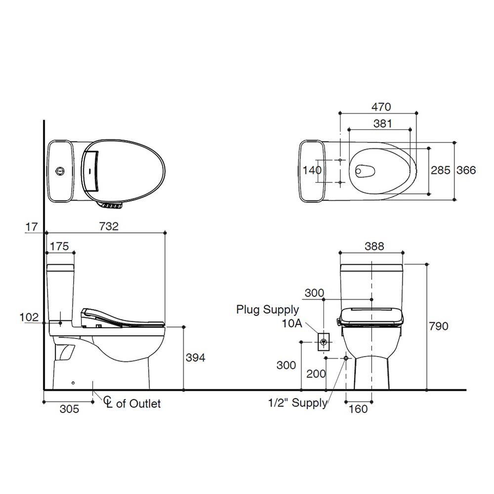 สุขภัณฑ์ 2 ชิ้น KOHLER K-30312X-0 3/4.8L สีขาว