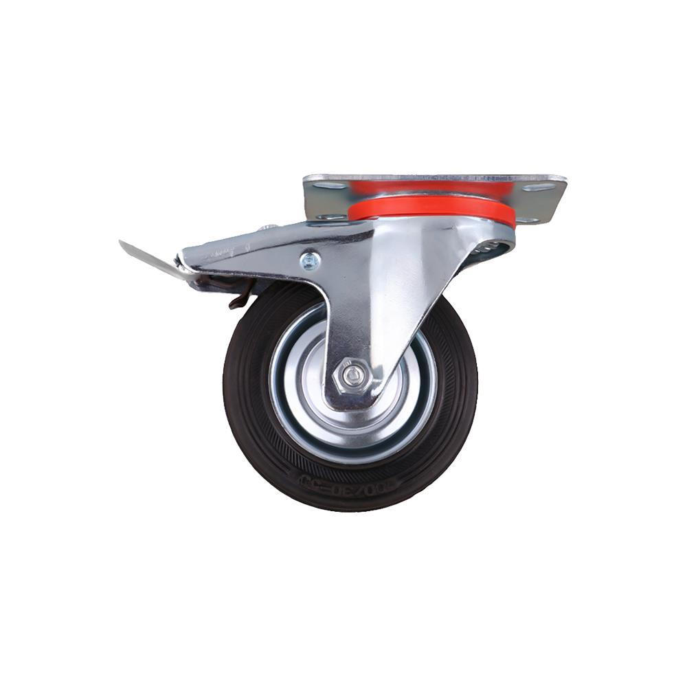 ลูกล้อยาง FITT 038100 แป้นหมุน มีเบรก 4 นิ้ว สีดำ