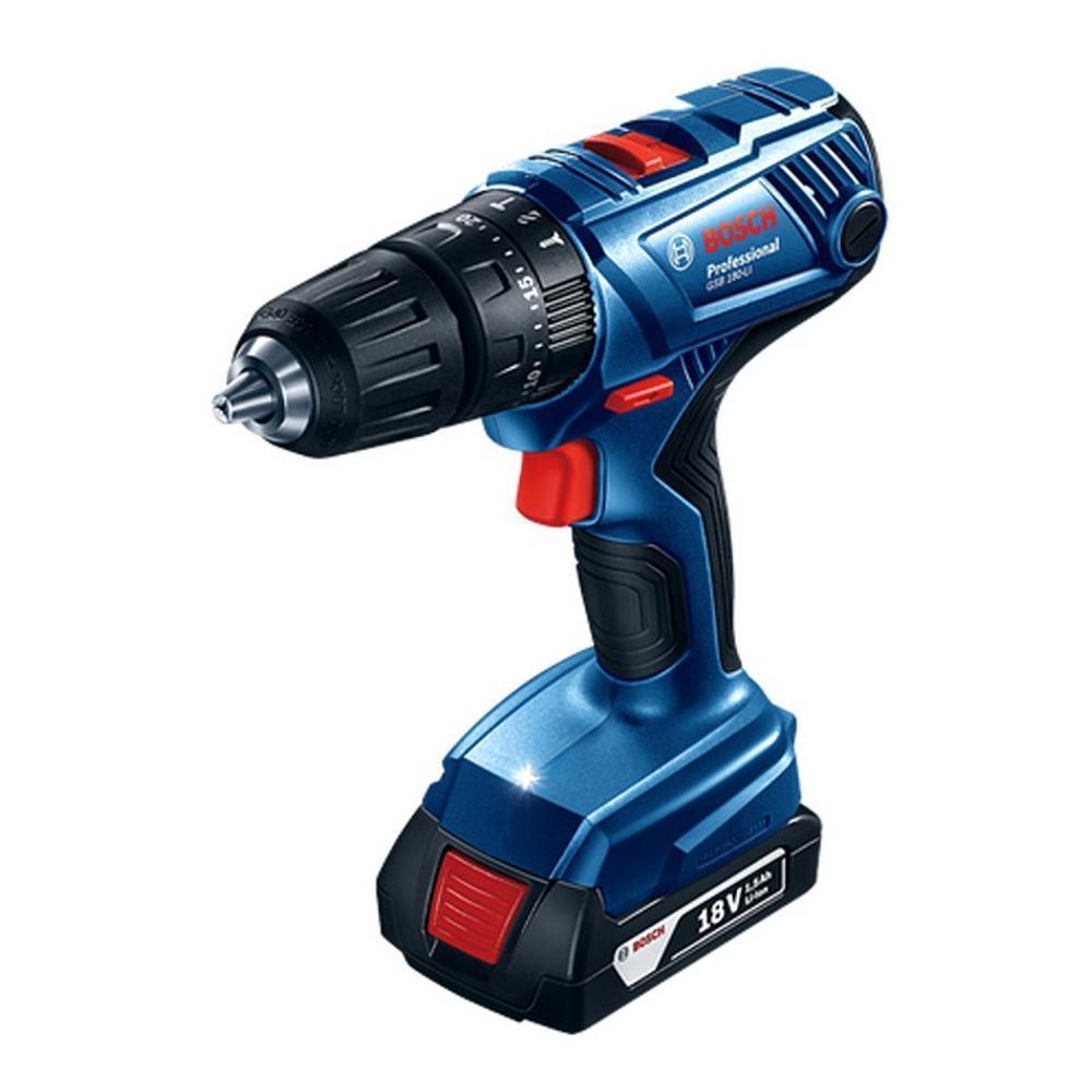 สว่านกระแทกไร้สาย (พร้อมแบตเตอรี่) BOSCH GSB180-LI 1700RPM 18 โวลต์