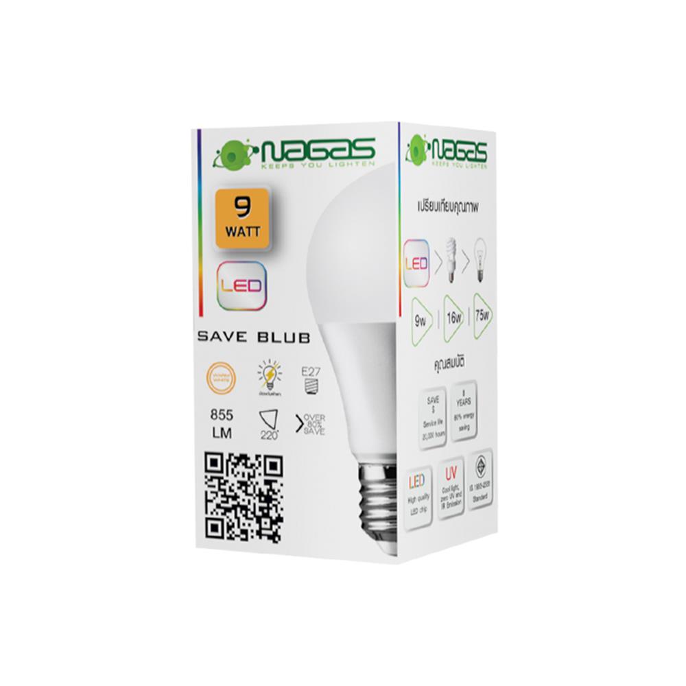 หลอด LED NAGAS SAVE BULB 9 วัตต์ WARM WHITE E27