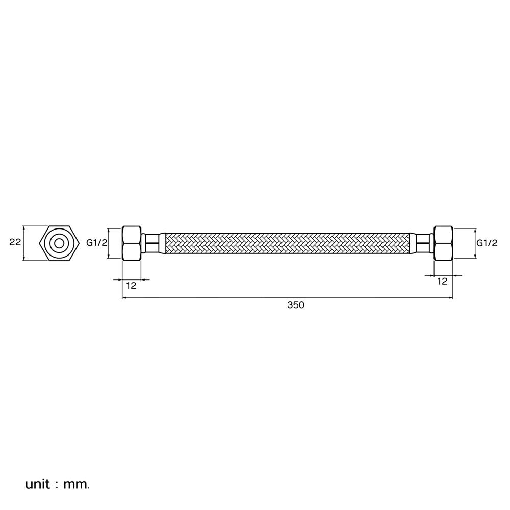 สายน้ำดีสเตนเลสน้ำอุ่น-น้ำเย็น 14 นิ้ว WS CWT-500-14