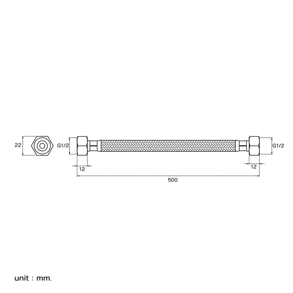 สายน้ำดีสเตนเลสน้ำอุ่น-น้ำเย็น 20 นิ้ว WS CWT-500-20