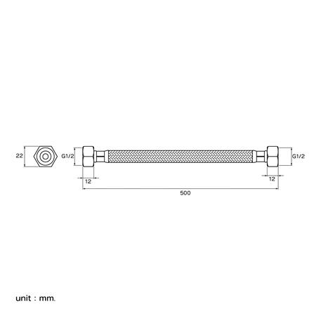 สายน้ำดีสเตนเลสน้ำอุ่น-น้ำเย็น 20 นิ้ว WS CWT-500-20_2