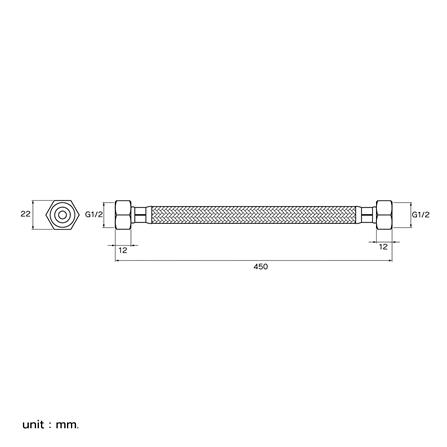 สายน้ำดีสเตนเลสน้ำอุ่น-น้ำเย็น 18 นิ้ว WS CWT-500/18_2