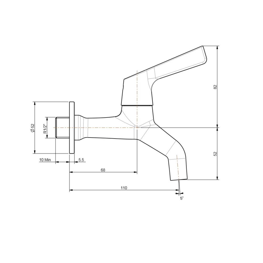 ก๊อกล้างพื้น 1 ทาง AMERICAN STANDARD FFAST602-0T0500BT0 สีโครม