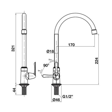 ก๊อกซิงค์เดี่ยวเคาน์เตอร์ HAFELE 495.61.173 สีโครม_2