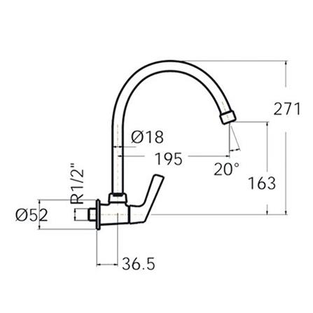 ก๊อกซิงค์เดี่ยวติดผนัง AMERICAN STANDARD FFAST607-5T1500BT0_1