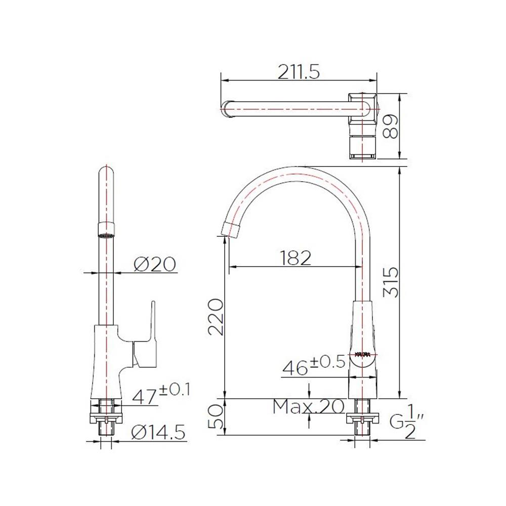ก๊อกซิงค์เดี่ยวเคาน์เตอร์ KARAT FAUCET KF-18-917-50