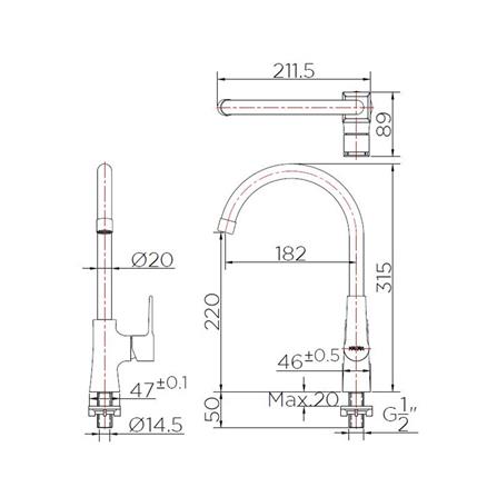 ก๊อกซิงค์เดี่ยวเคาน์เตอร์ KARAT FAUCET KF-18-917-50_1