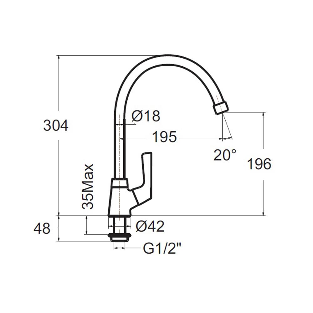ก๊อกซิงค์เดี่ยว เคาน์เตอร์ AMERICAN STANDARD FFAST606-5T1500BTO สีโครม