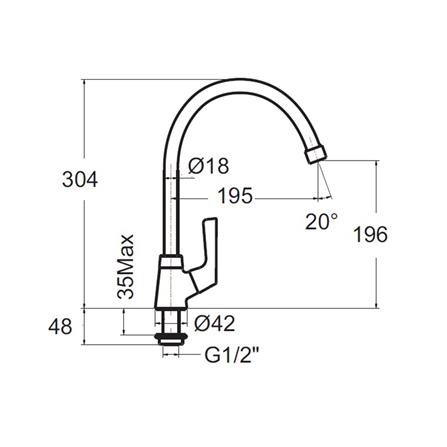 ก๊อกซิงค์เดี่ยว เคาน์เตอร์ AMERICAN STANDARD FFAST606-5T1500BTO สีโครม_2