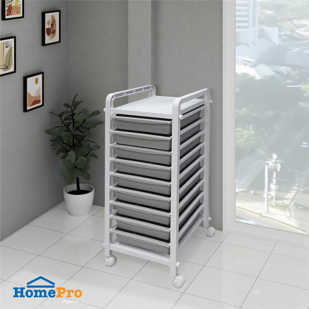 ชั้นลิ้นชักพลาสติก 9 ชั้น STACKO 33.5x40x89.5 ซม. สีเทา