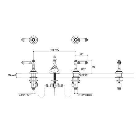 ก๊อกอ่างล้างหน้าผสม KOHLER K-98068T-4-BV_1