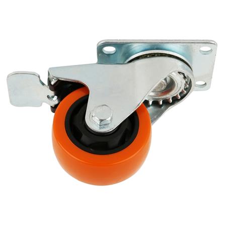 ลูกล้อโพลียูรีเทน FITT 749075 แป้นหมุน มีเบรก 3 นิ้ว สีส้ม