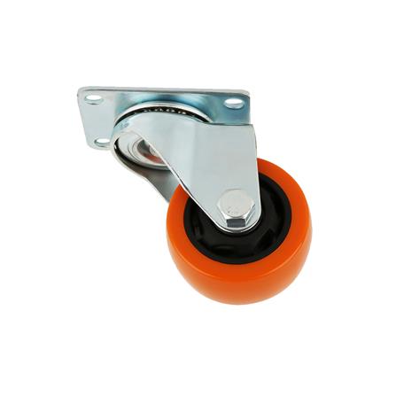 ลูกล้อโพลียูรีเทน FITT 747075 แป้นหมุน ไม่มีเบรก 3 นิ้ว สีส้ม