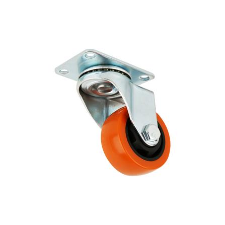 ลูกล้อโพลียูรีเทน FITT 747075 แป้นหมุน ไม่มีเบรก 3 นิ้ว สีส้ม_1