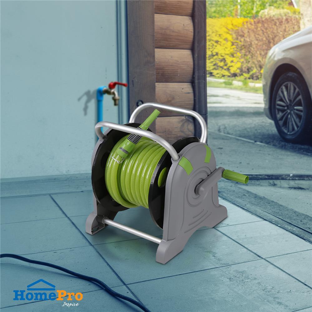 สายยางโรลตั้งพื้น SPRING N10 1/2 นิ้วx20M สีเขียว-เทา