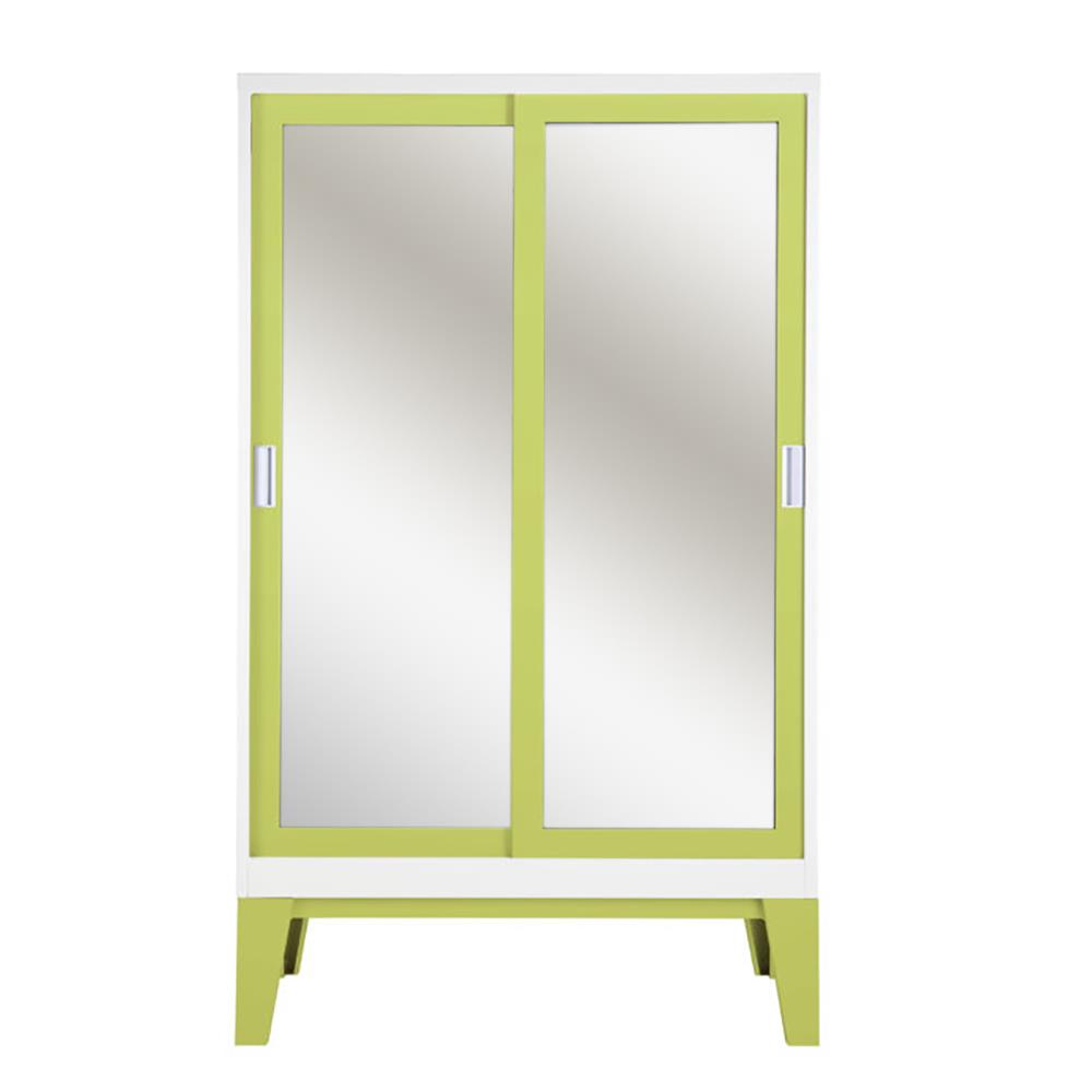 ตู้เสื้อผ้าเหล็กบานเลื่อนกระจกเงา KIOSK WD-05 120 ซม. สีเขียว
