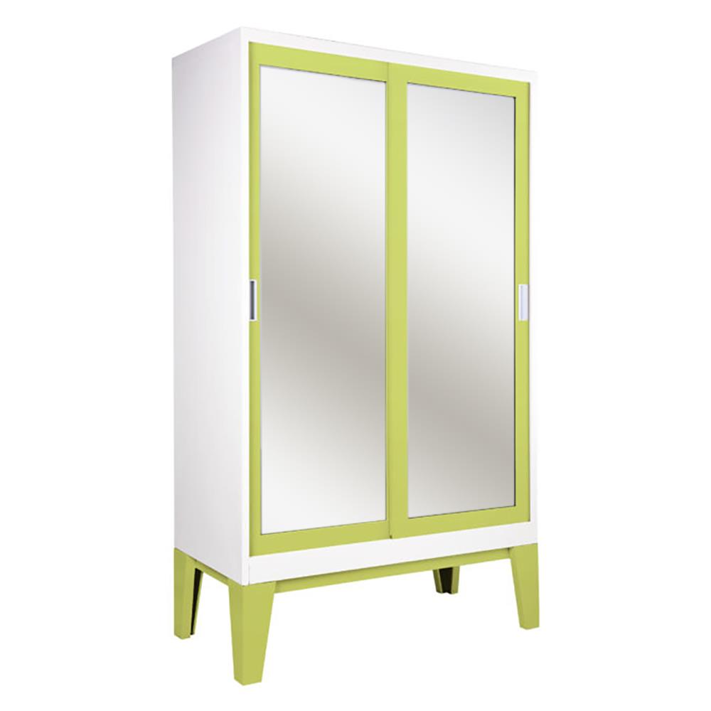 ตู้เสื้อผ้าเหล็กบานเลื่อนกระจกเงา KIOSK WD-05 120 ซม. สีเขียว