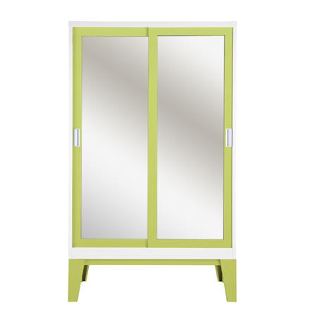 ตู้เสื้อผ้าเหล็กบานเลื่อนกระจกเงา KIOSK WD-05 120 ซม. สีเขียว