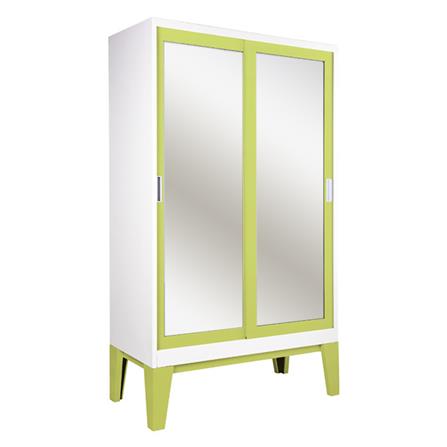 ตู้เสื้อผ้าเหล็กบานเลื่อนกระจกเงา KIOSK WD-05 120 ซม. สีเขียว_1
