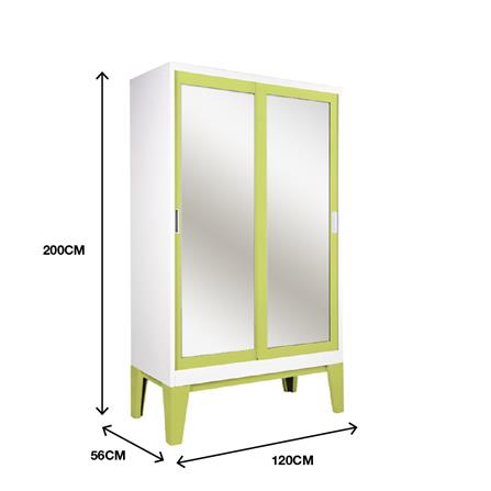 ตู้เสื้อผ้าเหล็กบานเลื่อนกระจกเงา KIOSK WD-05 120 ซม. สีเขียว_3