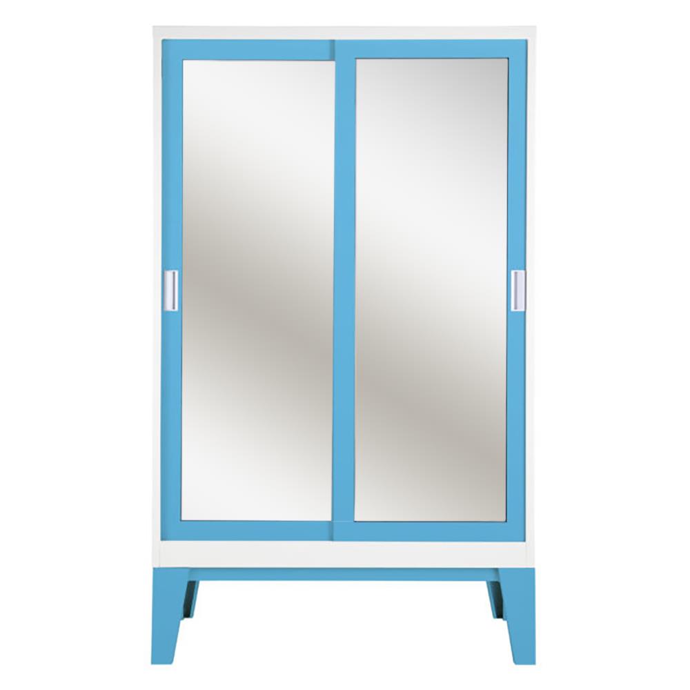 ตู้เสื้อผ้าเหล็กบานเลื่อนกระจกเงา KIOSK WD-05 120 ซม. สีฟ้า