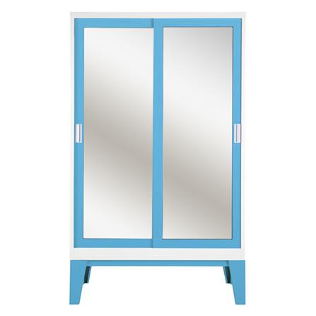 ตู้เสื้อผ้าเหล็กบานเลื่อนกระจกเงา KIOSK WD-05 120 ซม. สีฟ้า